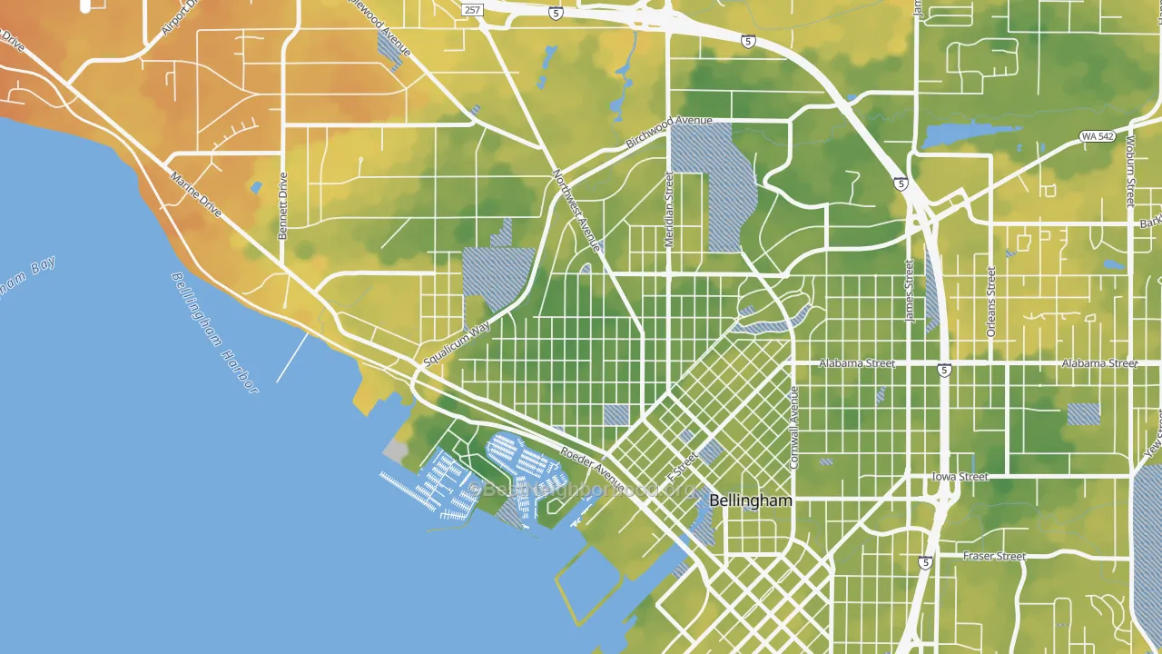 Bike Grade map of Columbia, Bellingham, WA