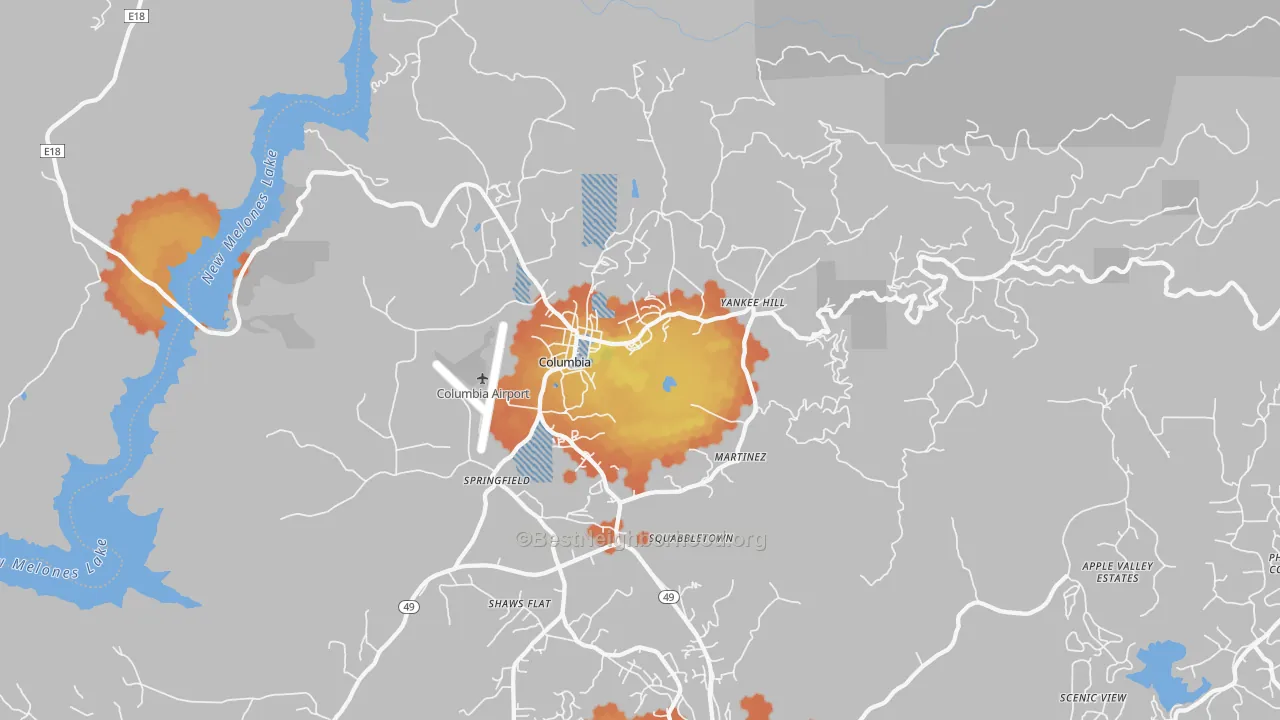 Bike Grade map of Columbia, CA