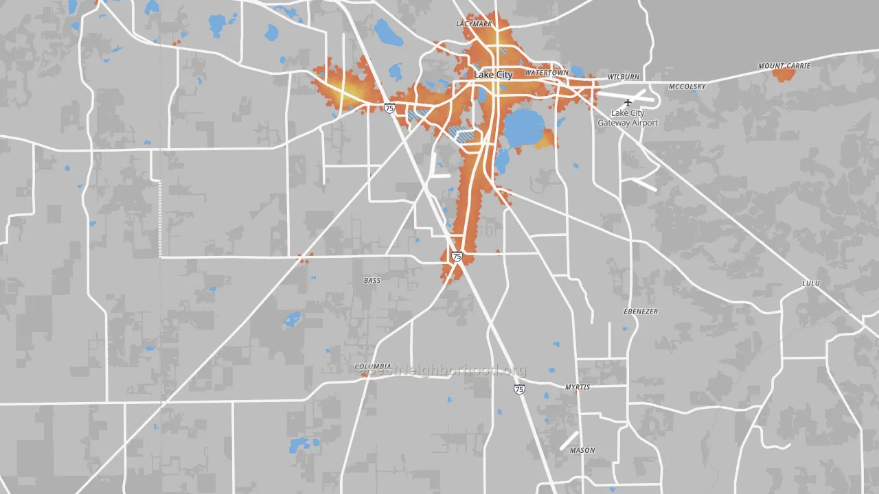 Bike Grade map of Columbia County, FL