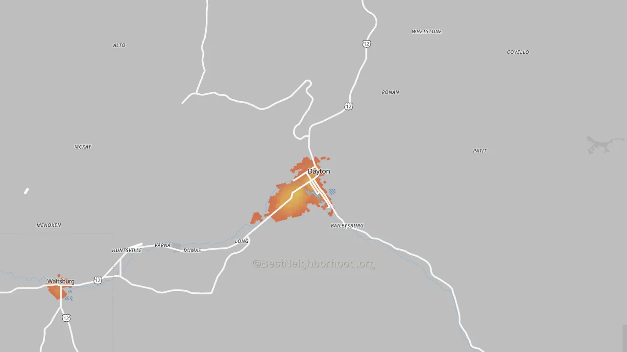 Bike Grade map of Columbia County, WA