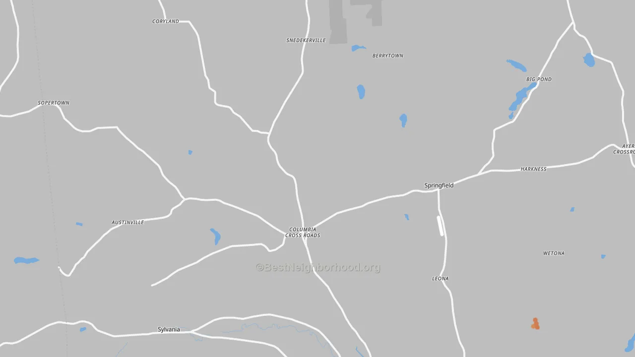 Bike Grade map of Columbia Cross Roads, PA
