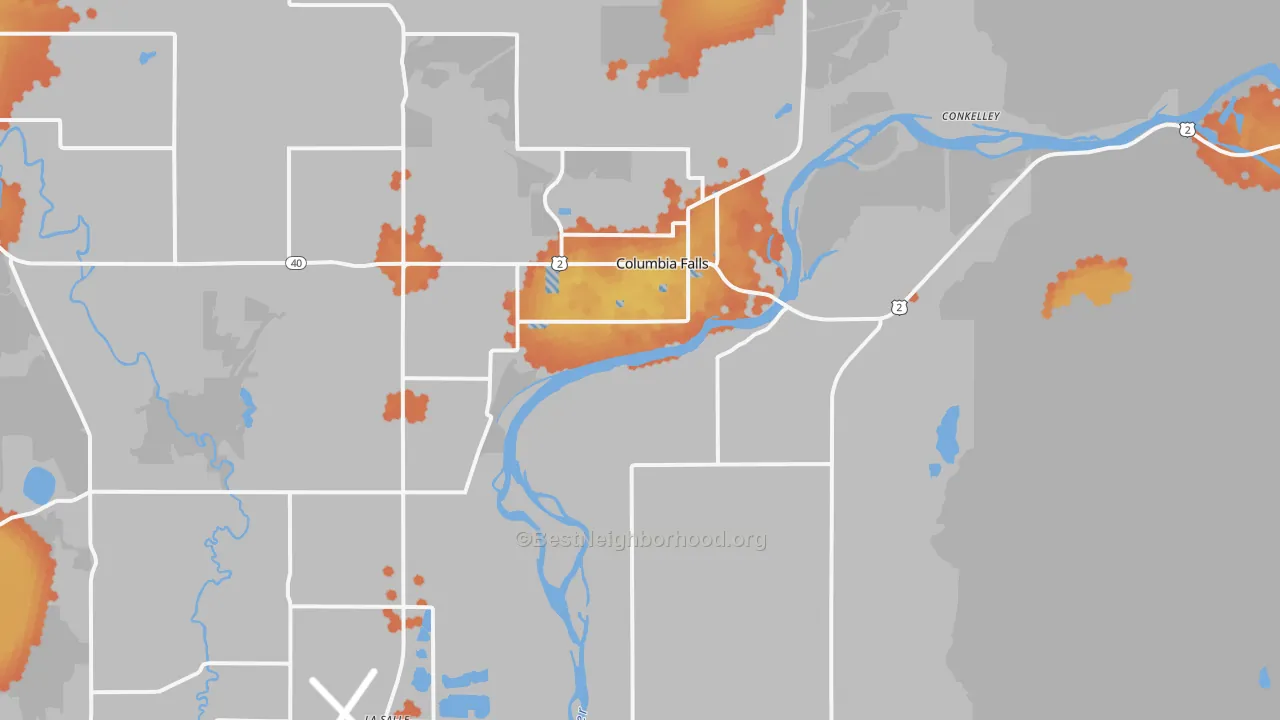 Bike Grade map of Columbia Falls, MT
