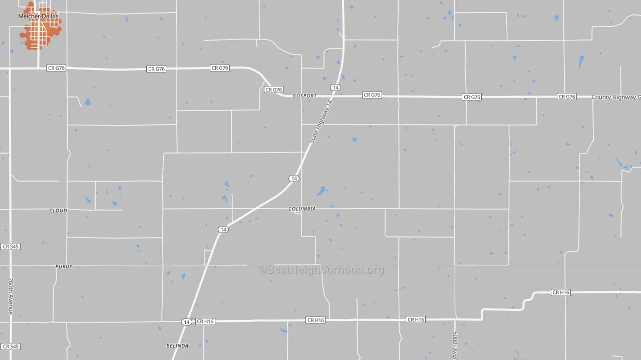 Bike Grade map of Columbia, IA