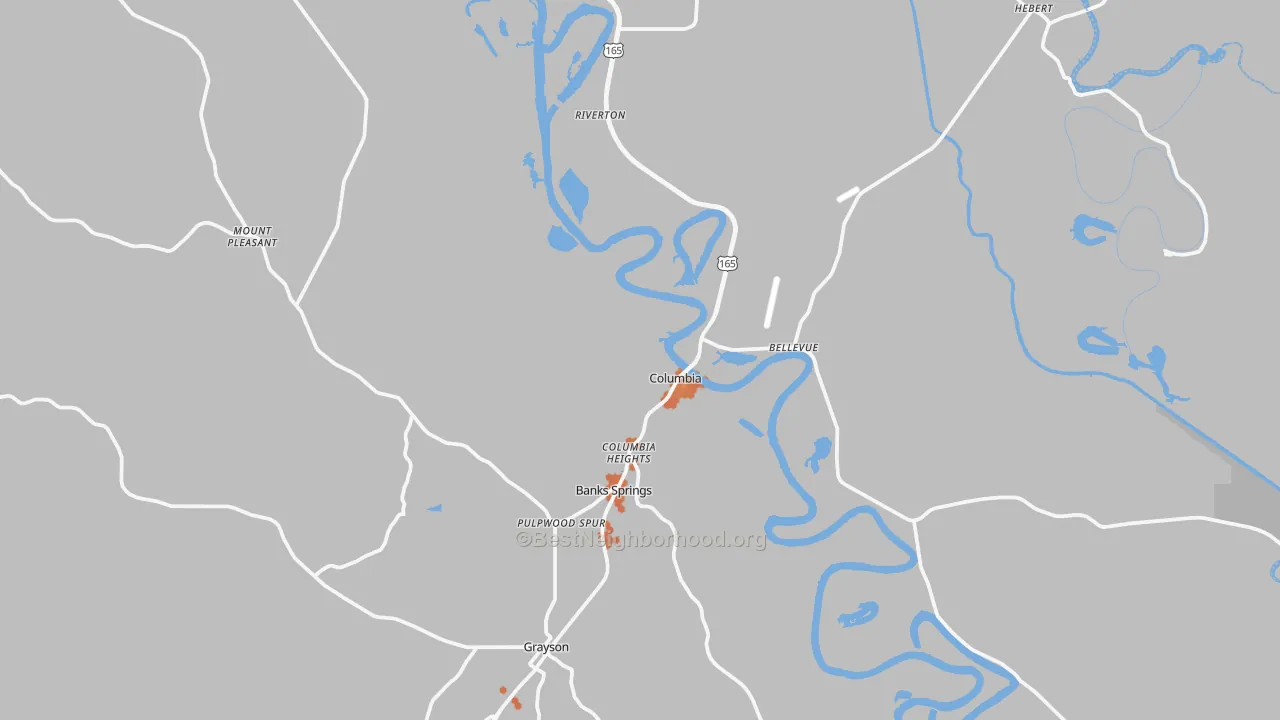 Bike Grade map of Columbia, LA