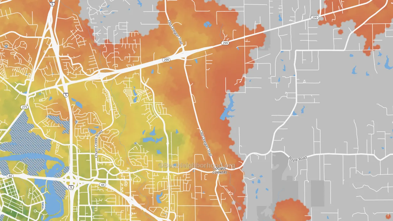 Bike Grade map of Columbia, Redding, CA