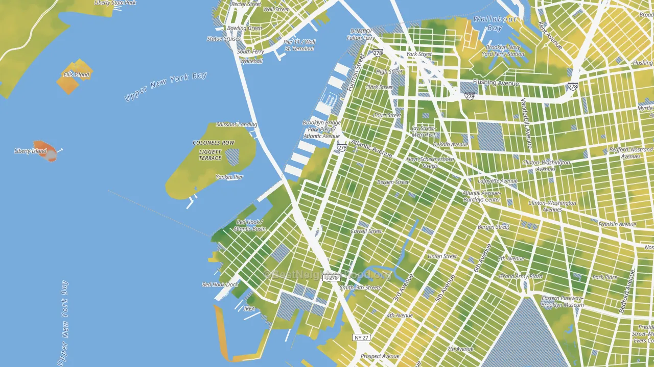 Bike Grade map of Columbia Street Waterfront District, Brooklyn, NY