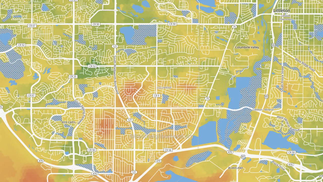 Bike Grade map of Columbine, CO