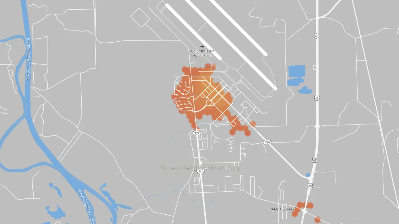 Bike Grade map of Columbus AFB, MS