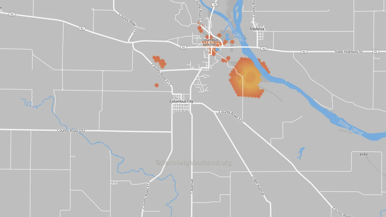 Bike Grade map of Columbus City, IA