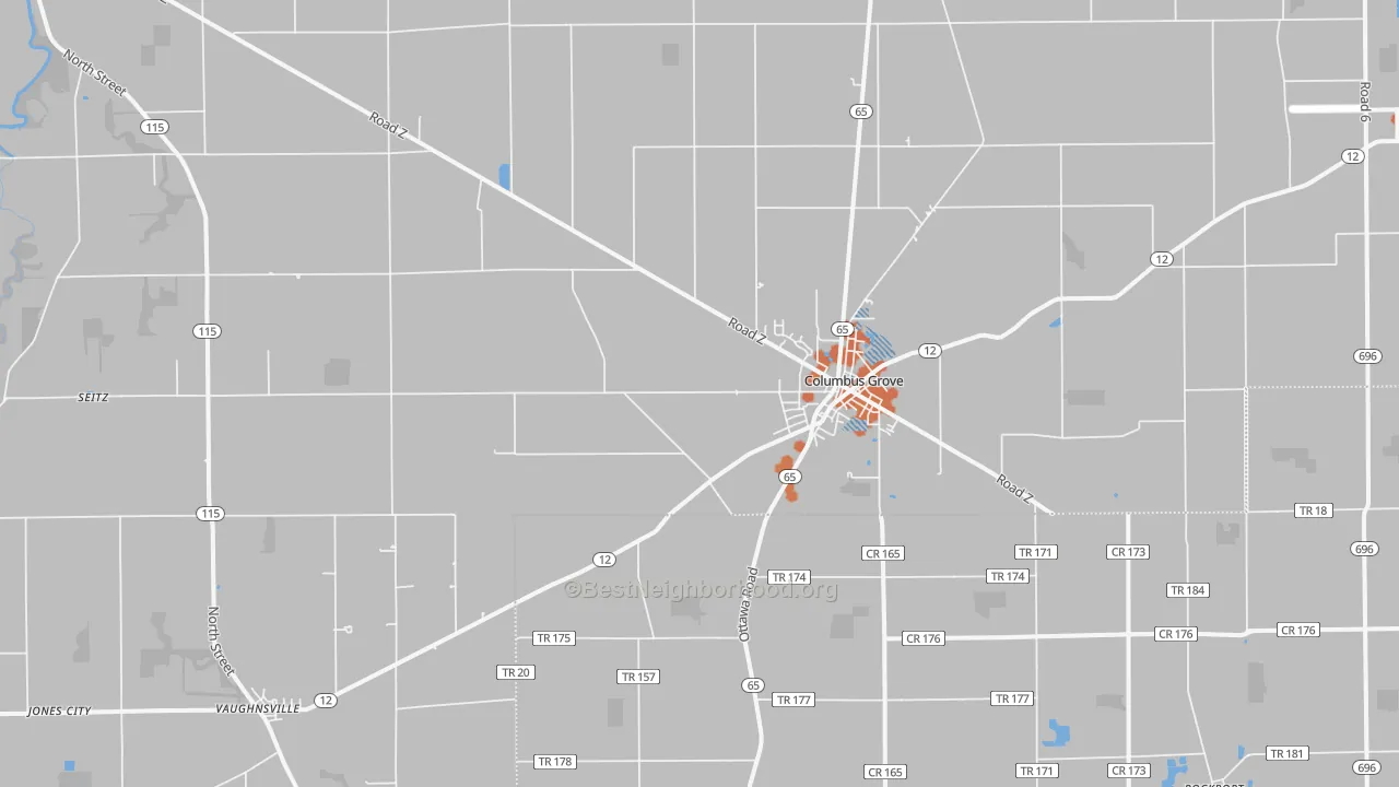 Bike Grade map of Columbus Grove, OH