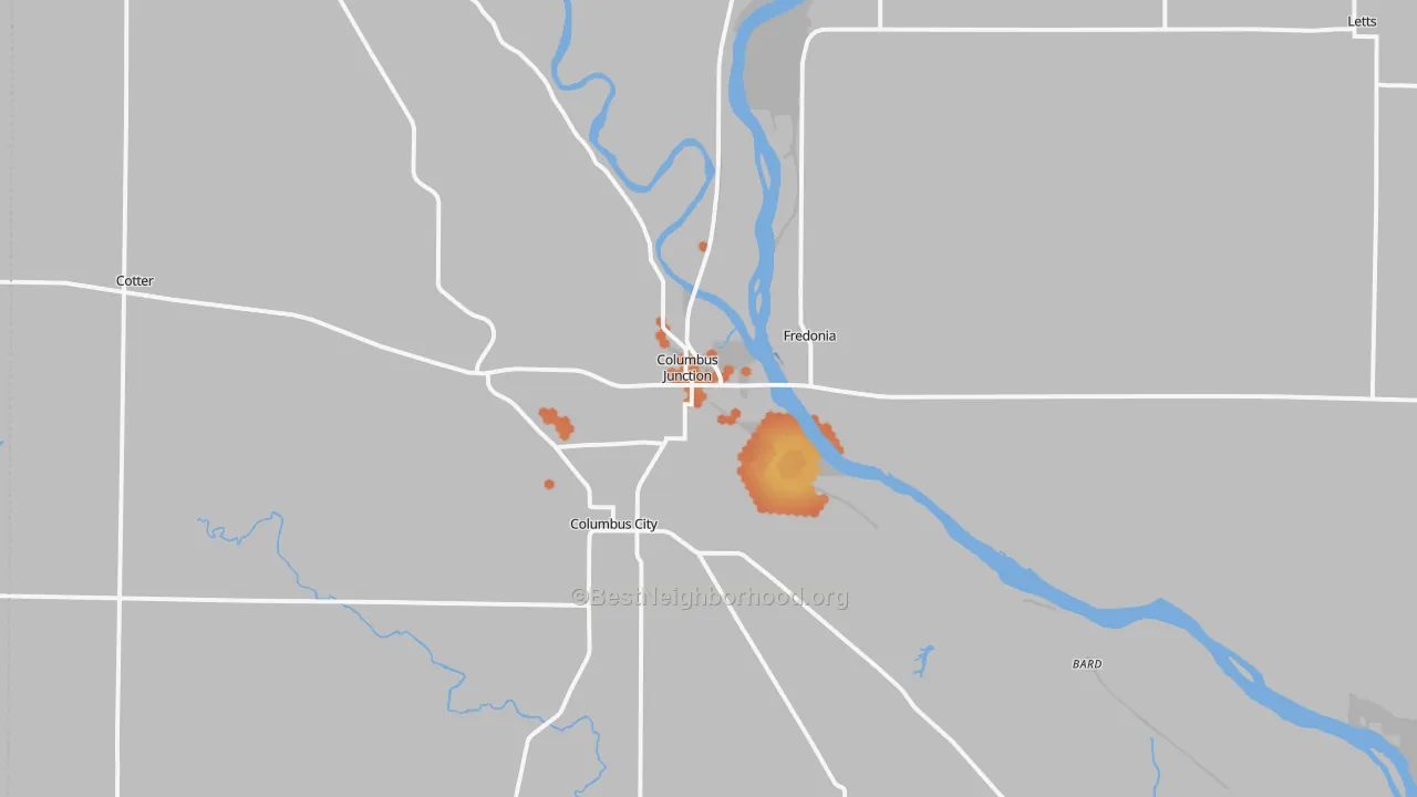Bike Grade map of Columbus Junction, IA