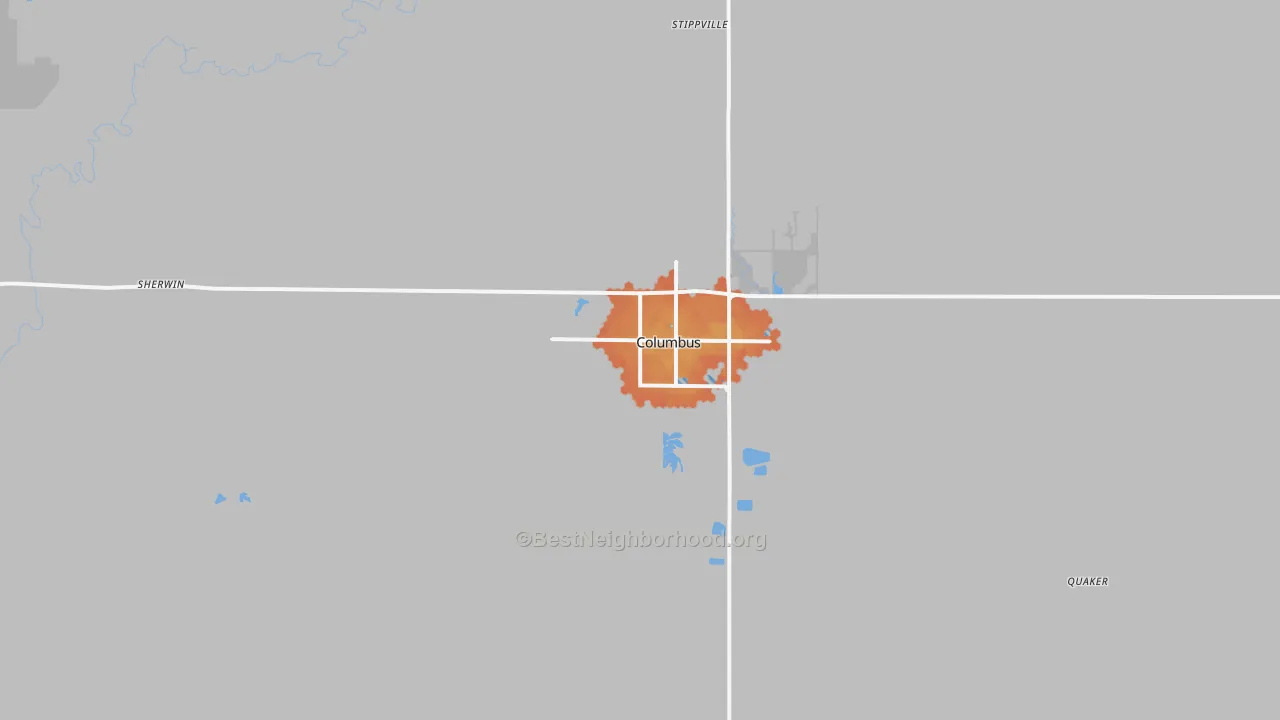 Bike Grade map of Columbus, KS
