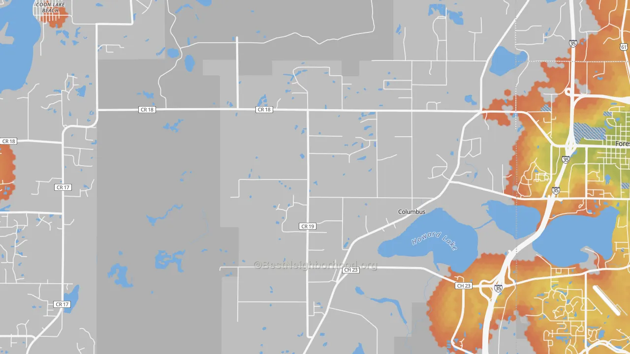 Bike Grade map of Columbus, MN