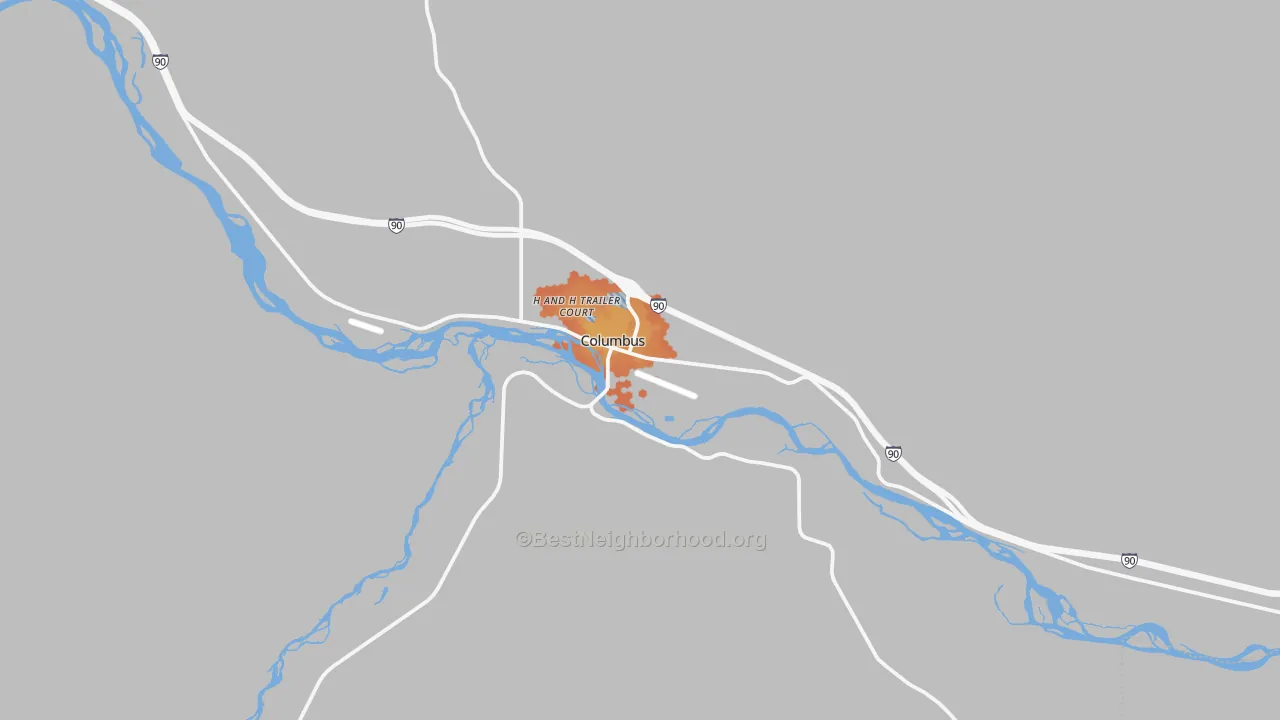 Bike Grade map of Columbus, MT
