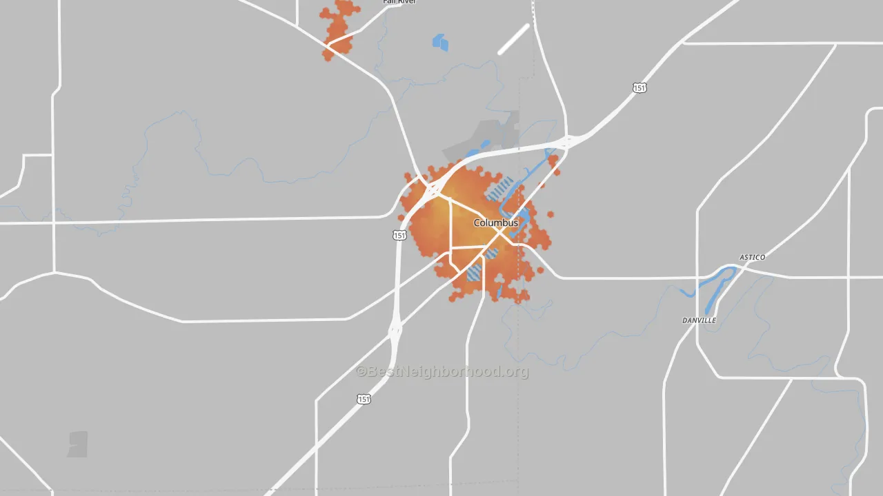Bike Grade map of Columbus, WI