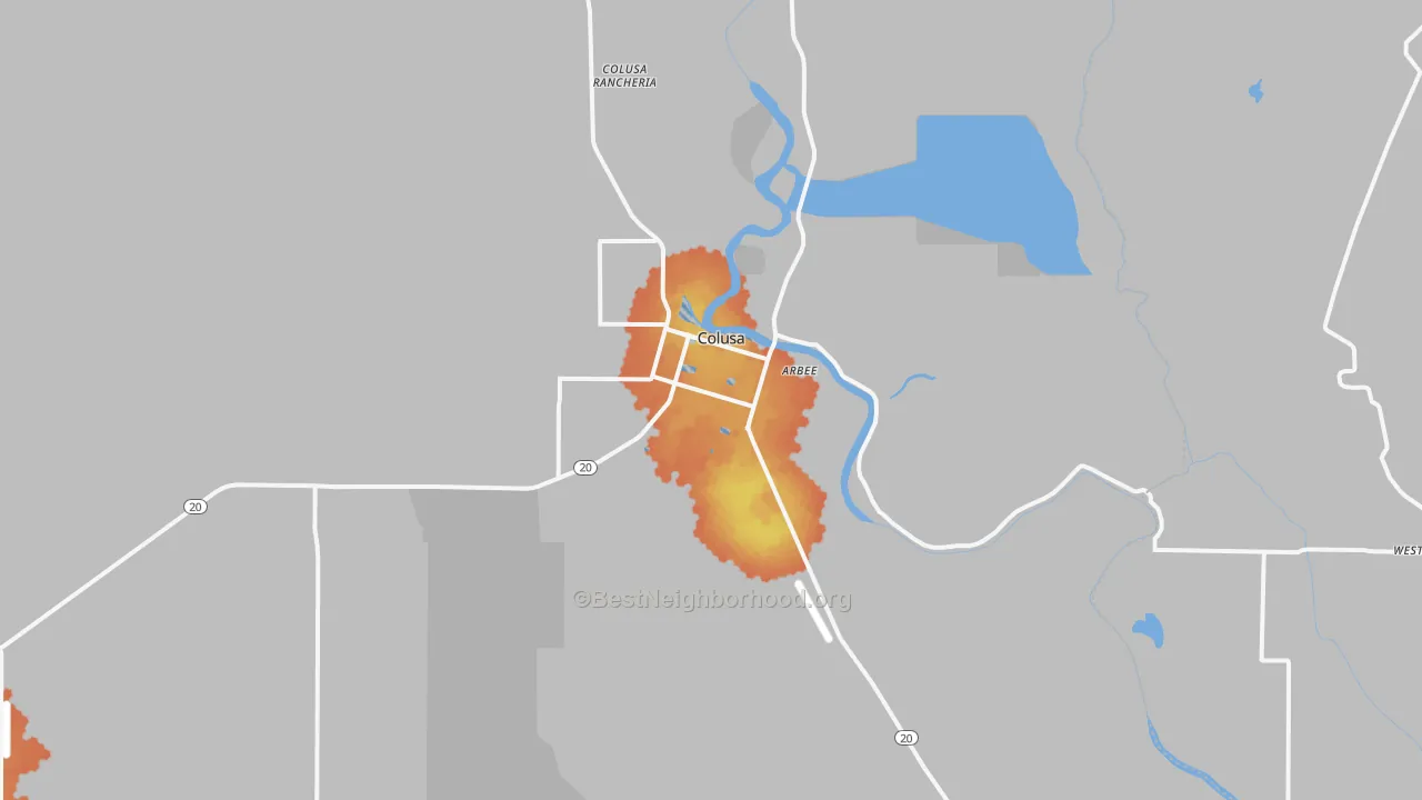 Bike Grade map of Colusa, CA