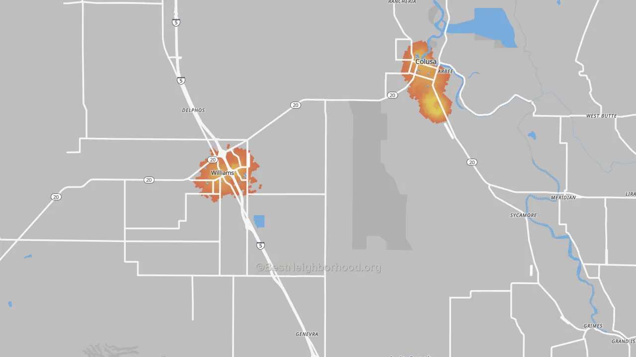 Bike Grade map of Colusa County, CA
