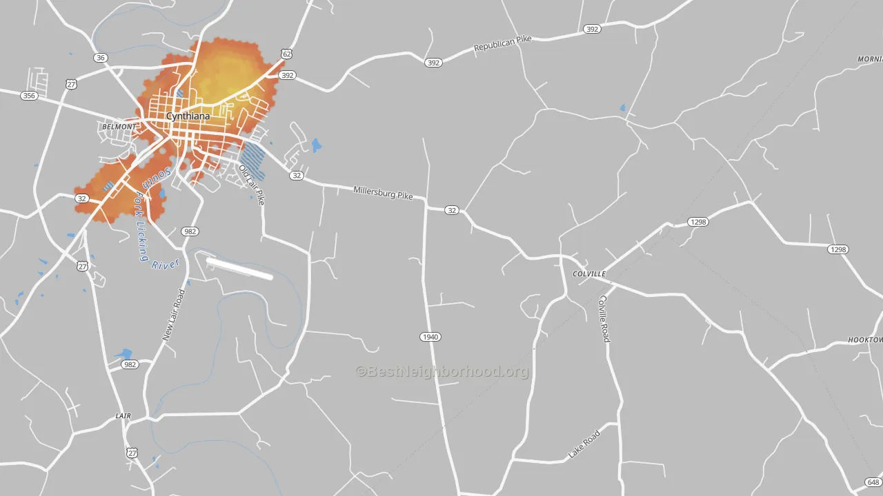 Bike Grade map of Colville, KY