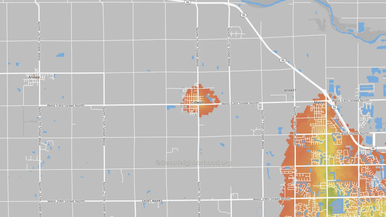 Bike Grade map of Colwich, KS