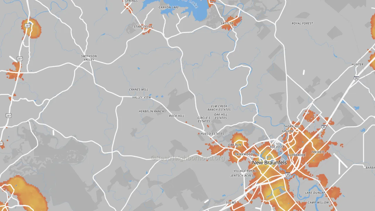 Bike Grade map of Comal County, TX