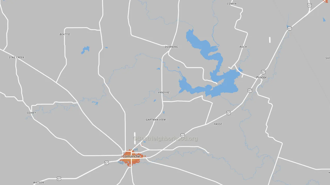Bike Grade map of Comanche County, TX