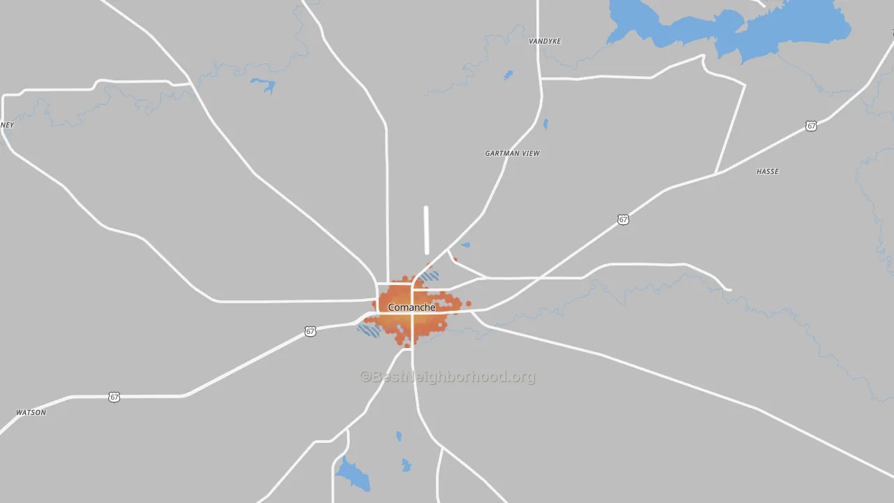 Bike Grade map of Comanche, TX
