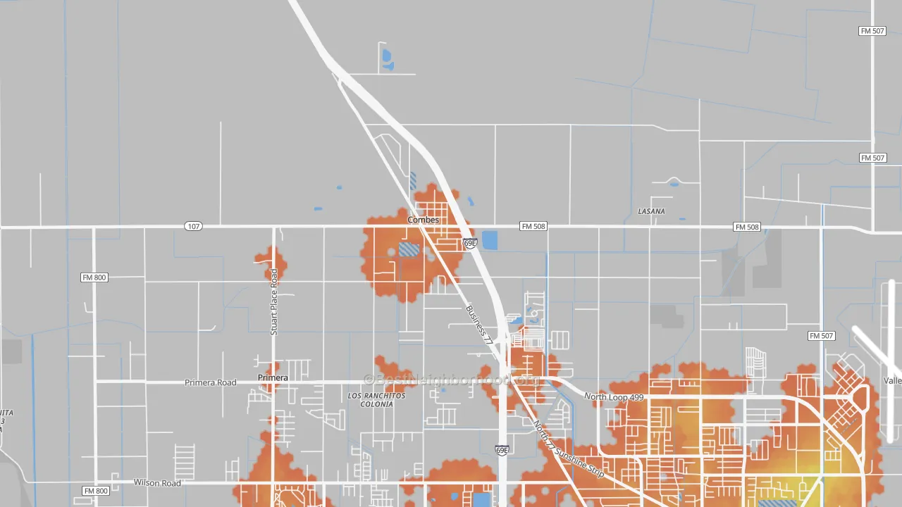 Bike Grade map of Combes, TX