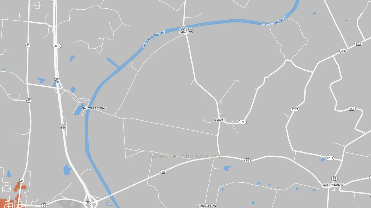 Bike Grade map of Comer, KY