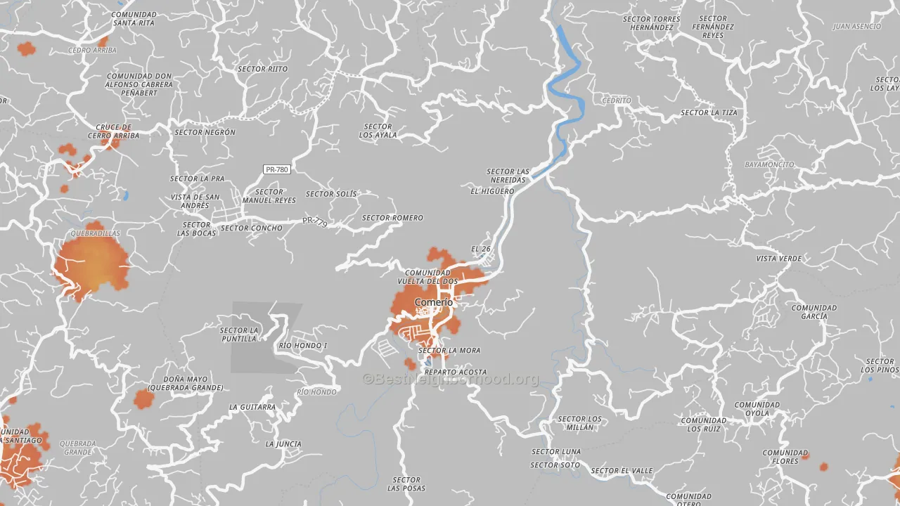 Bike Grade map of Comerio Municipio, PR