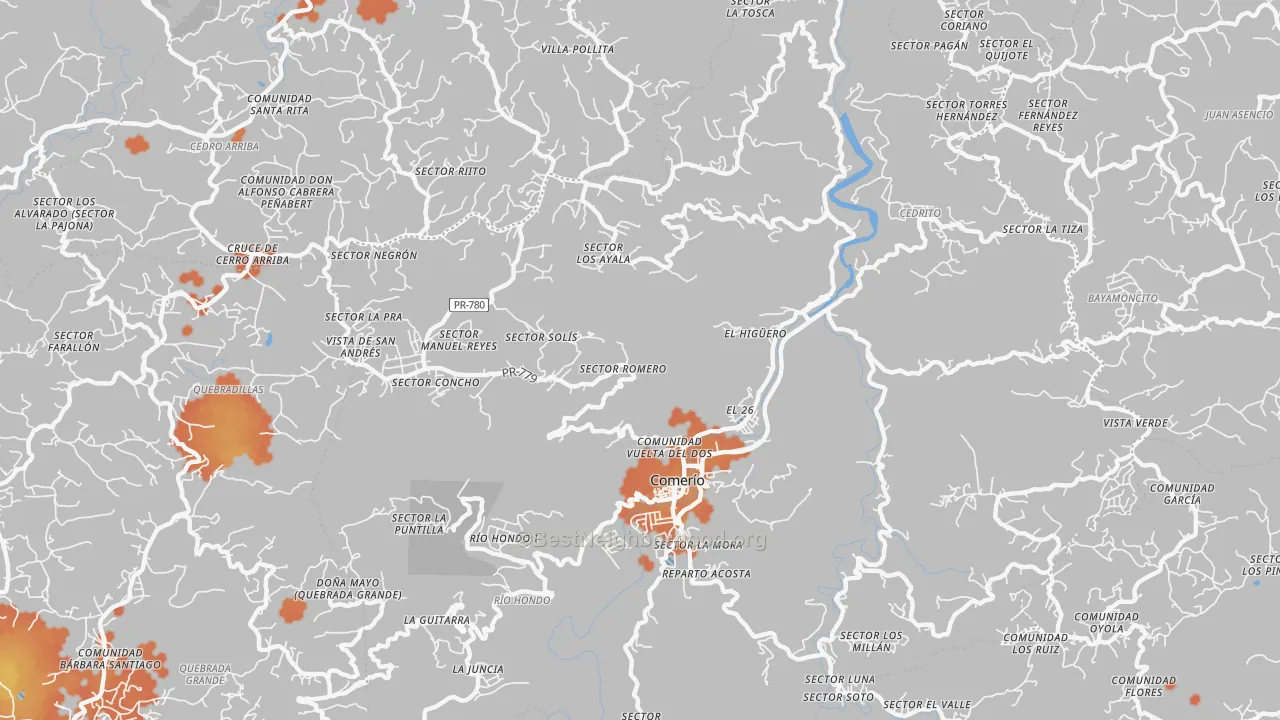 Bike Grade map of Comerio, PR