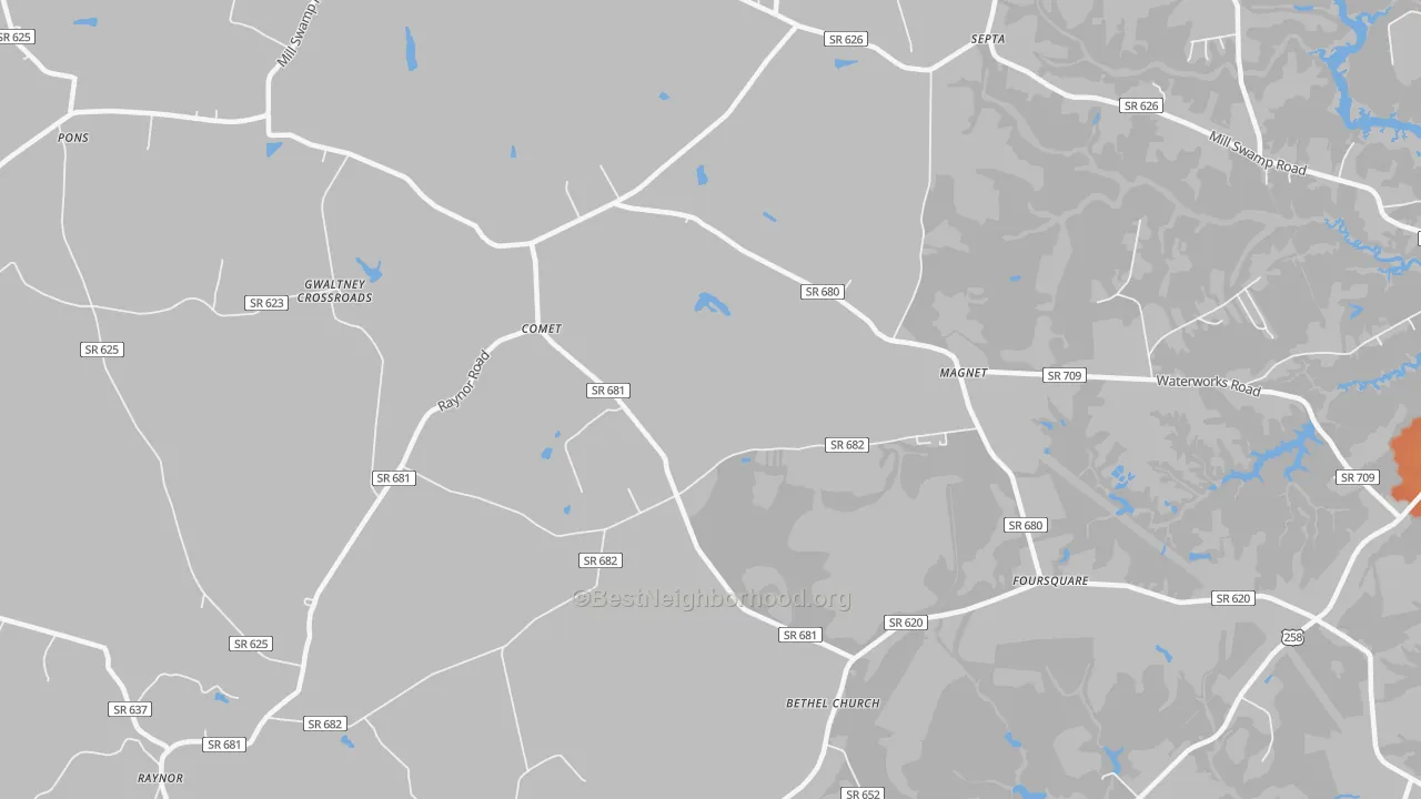Bike Grade map of Comet, VA
