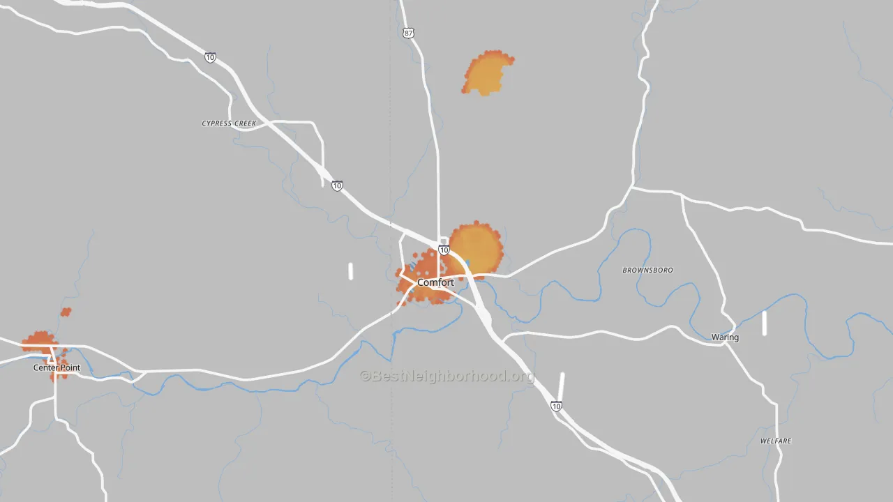 Bike Grade map of Comfort, TX