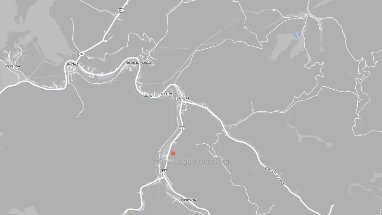 Bike Grade map of Comfort, WV