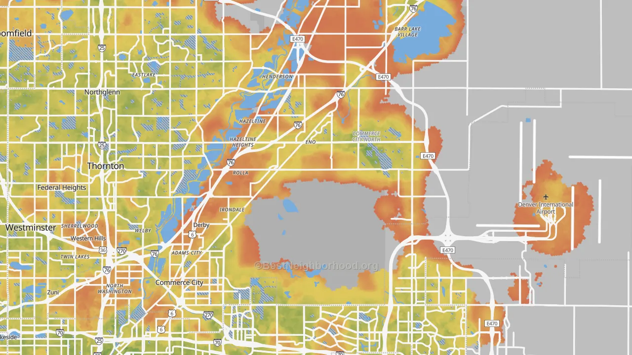 Bike Grade map of Commerce City, CO