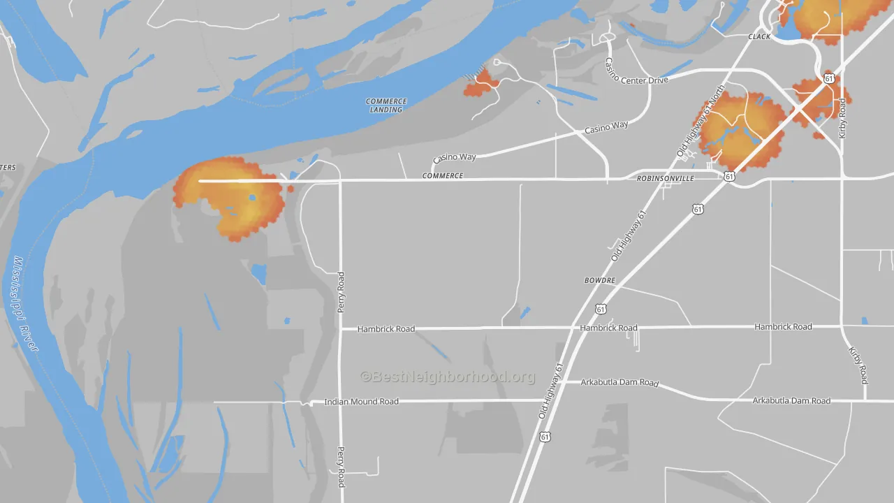 Bike Grade map of Commerce, MS