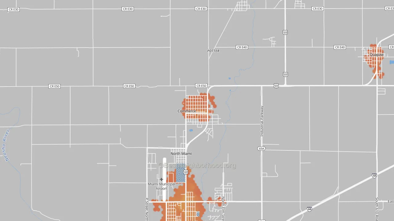 Bike Grade map of Commerce, OK