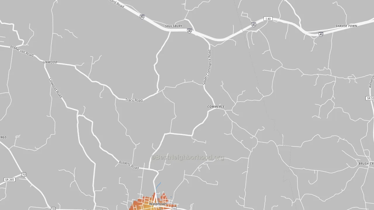 Bike Grade map of Commerce, TN