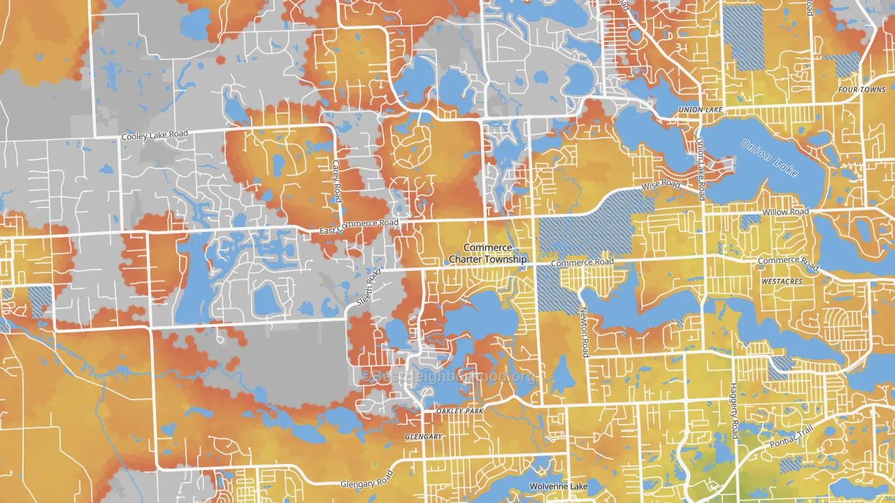 Bike Grade map of Commerce Township, MI