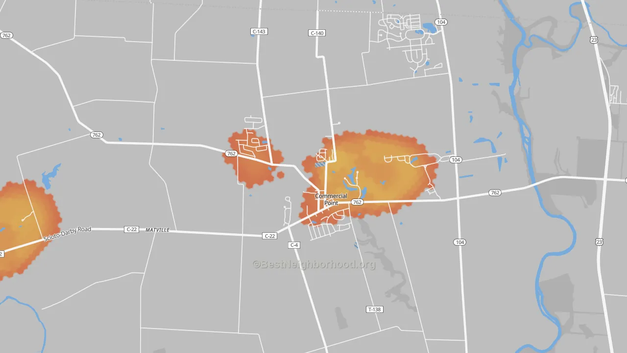 Bike Grade map of Commercial Point, OH