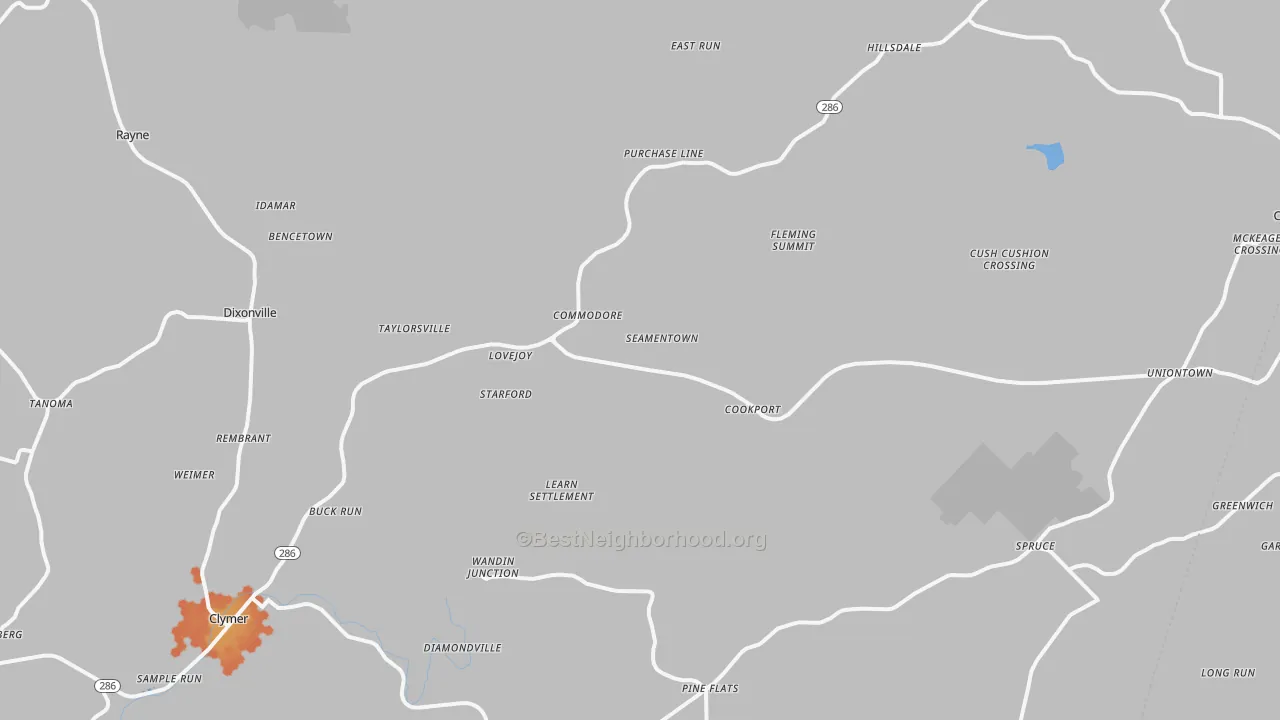 Bike Grade map of Commodore, PA
