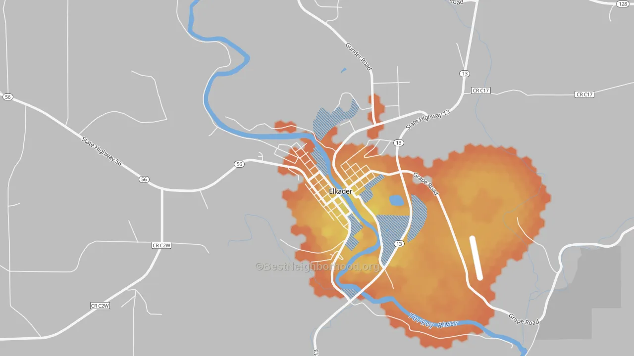 Bike Grade map of Communia, IA