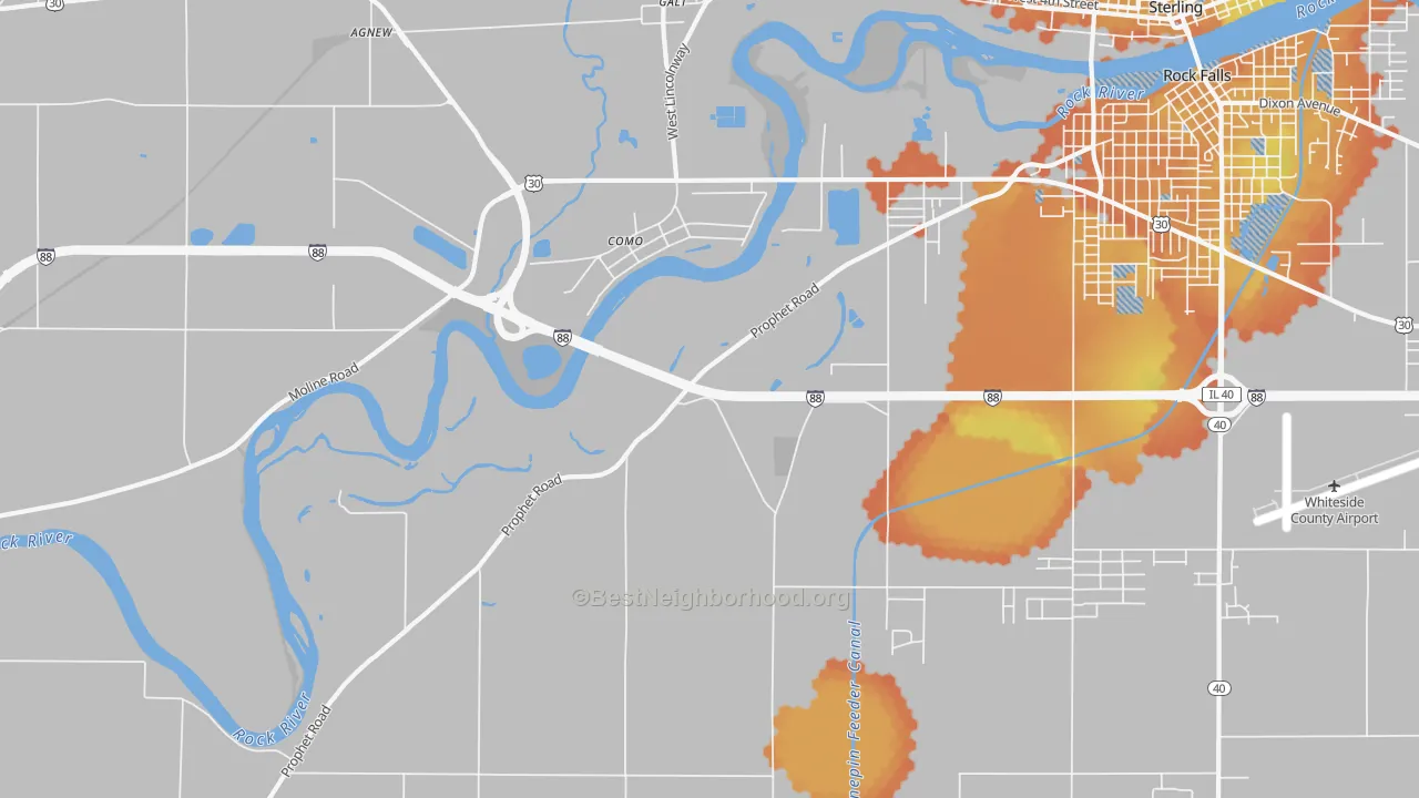 Bike Grade map of Como, IL