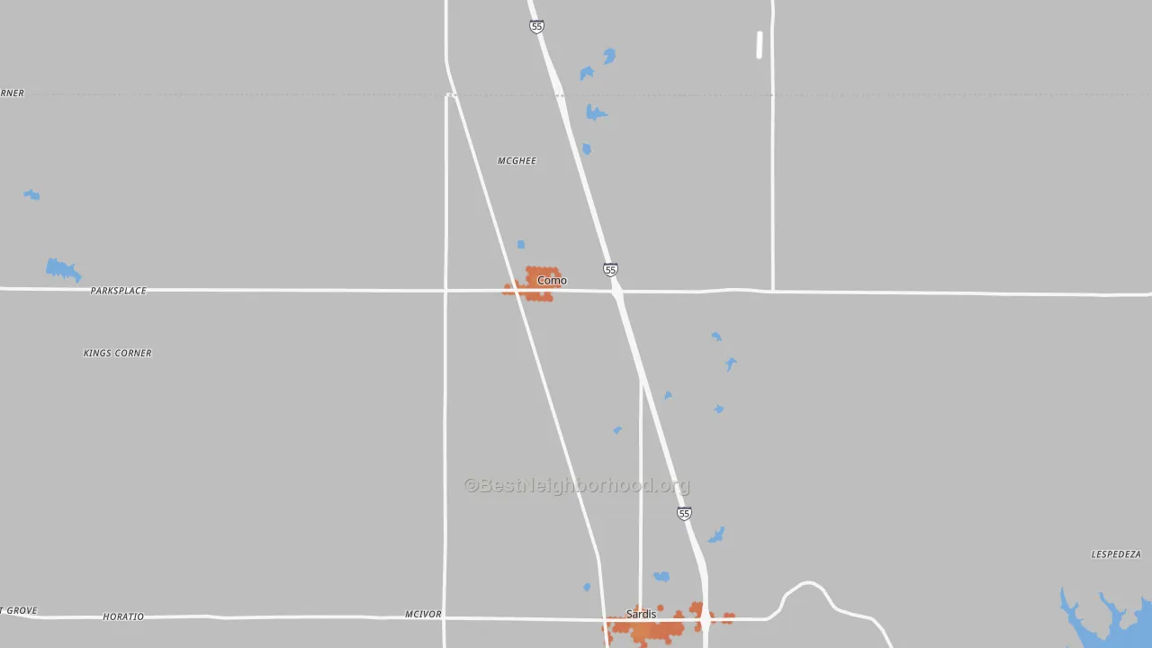 Bike Grade map of Como, MS