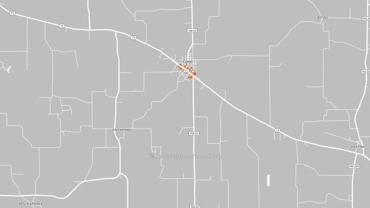 Bike Grade map of Como, TX