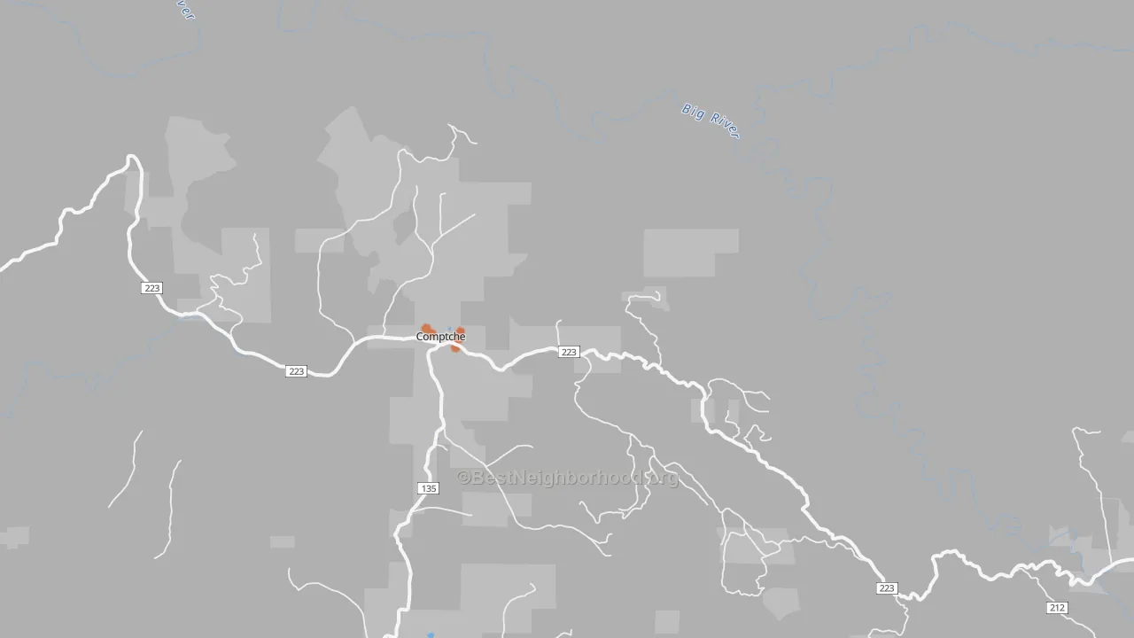 Bike Grade map of Comptche, CA