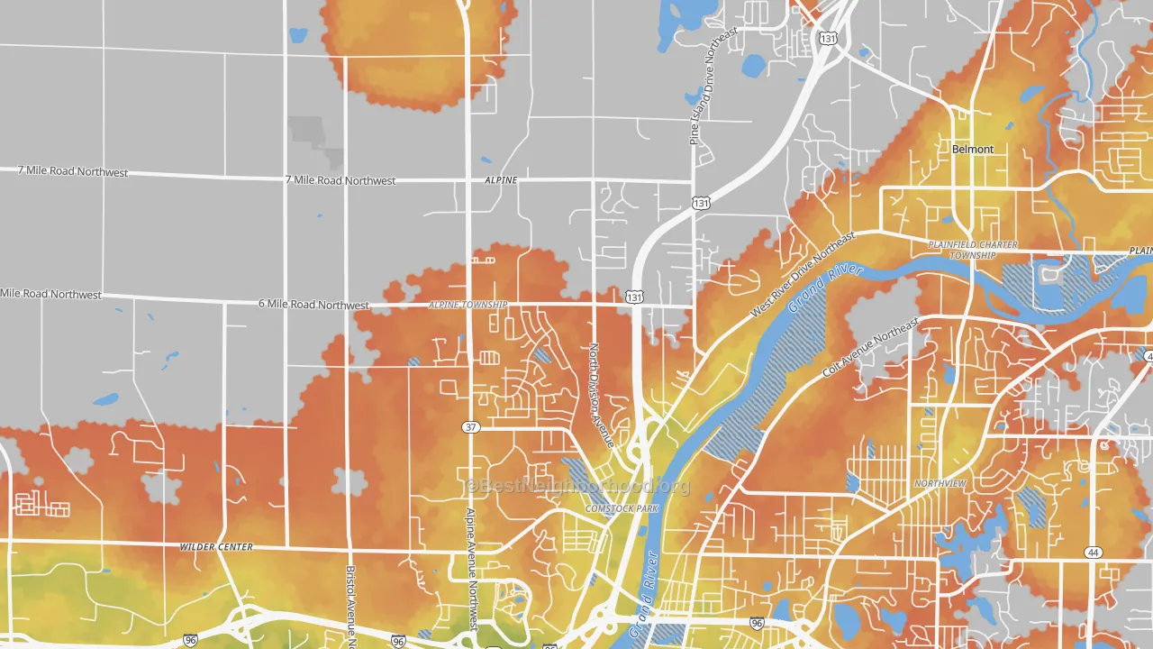 Bike Grade map of Comstock Park, MI