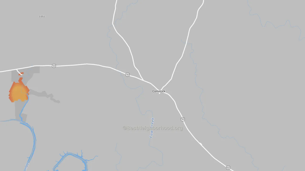 Bike Grade map of Comstock, TX