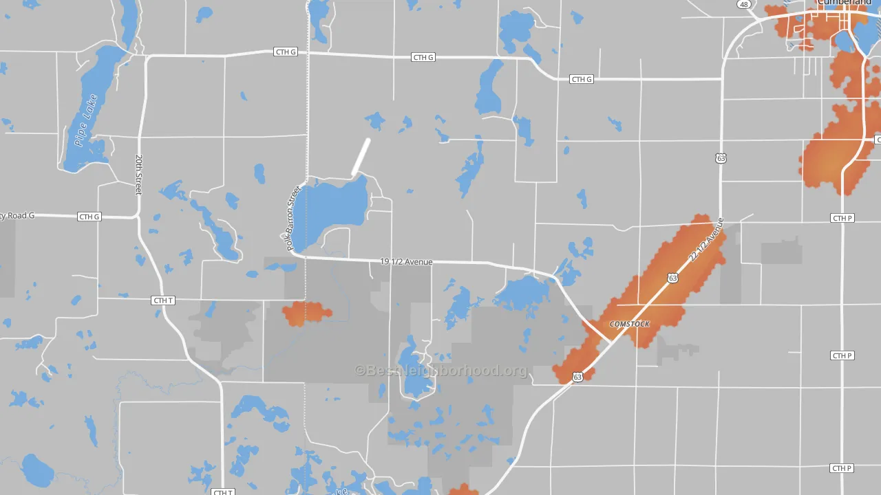 Bike Grade map of Comstock, WI