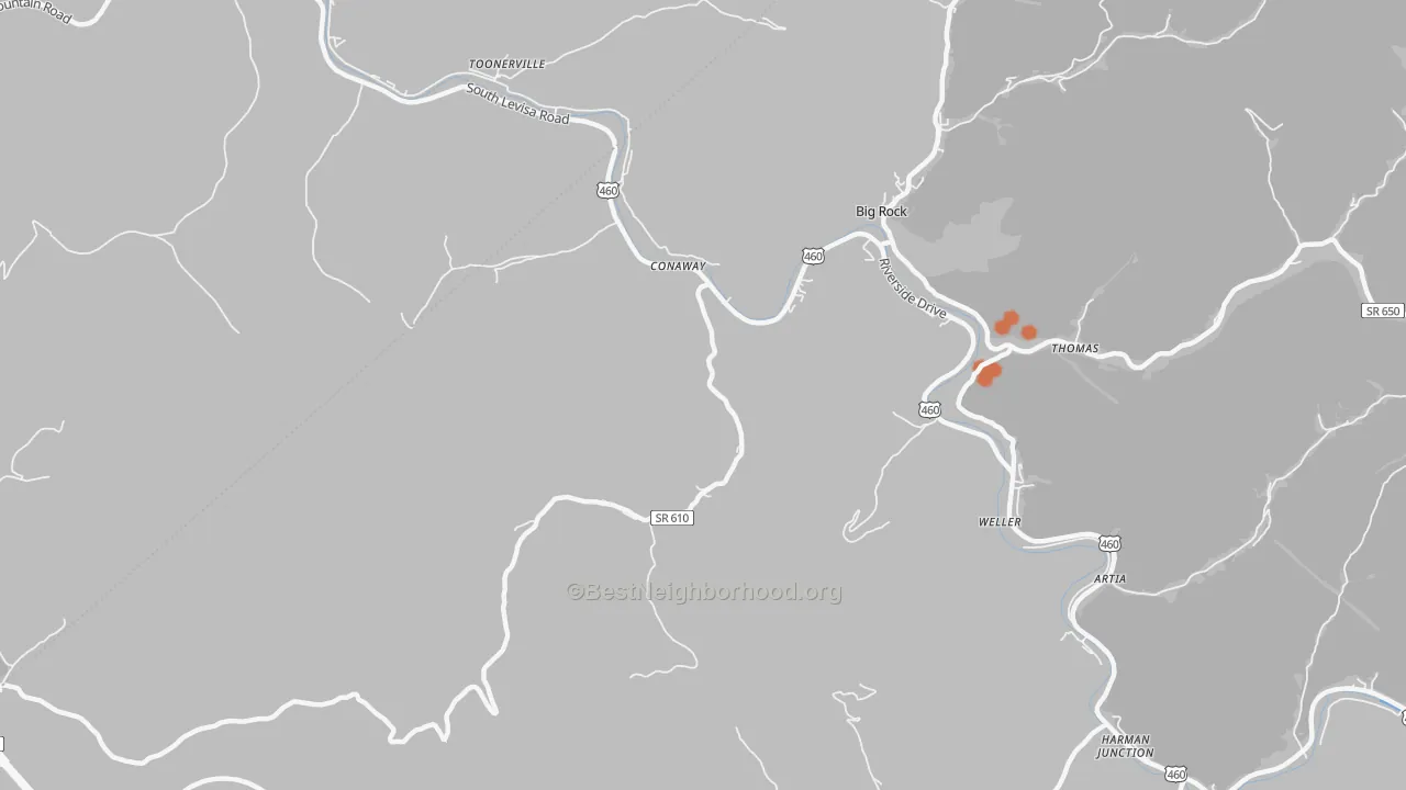 Bike Grade map of Conaway, VA