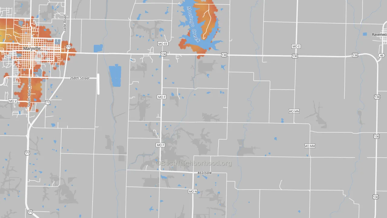 Bike Grade map of Conception Junction, MO